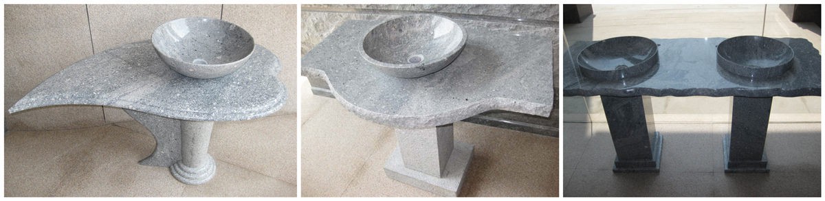 Ash grey granite wash basins with counter tops - Ash grey granite wash basins with counter tops -